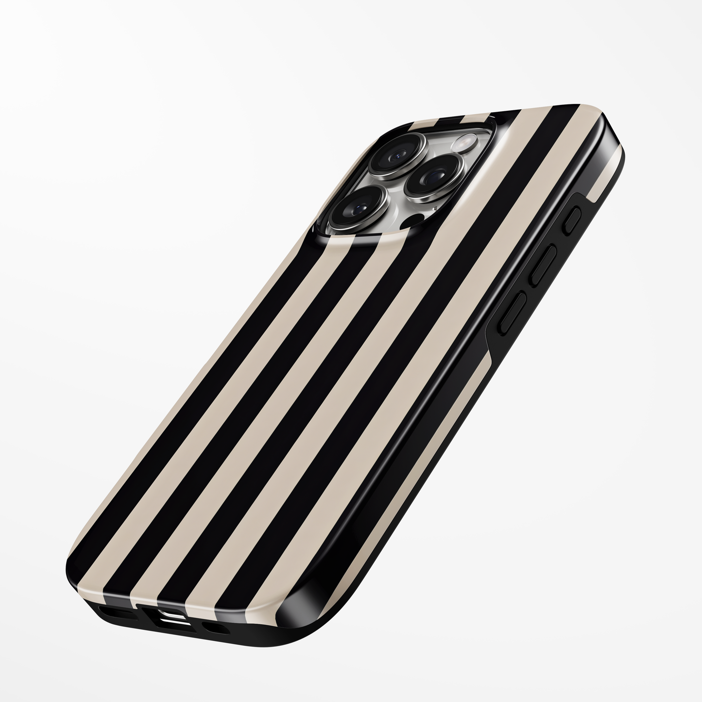 Black & Beige Stripes MagSafe iPhone dėklas